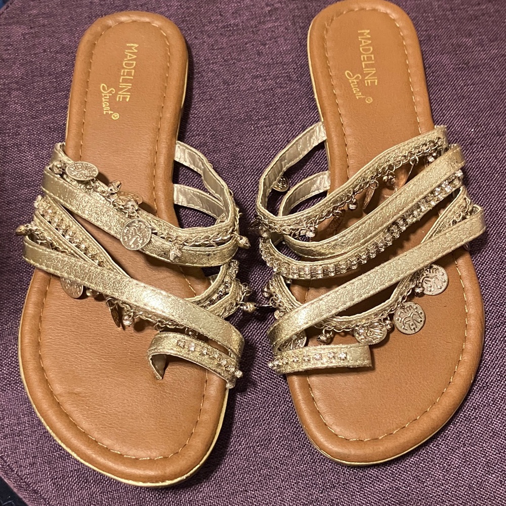 Madeline Stuart Metallic Gold Sandals